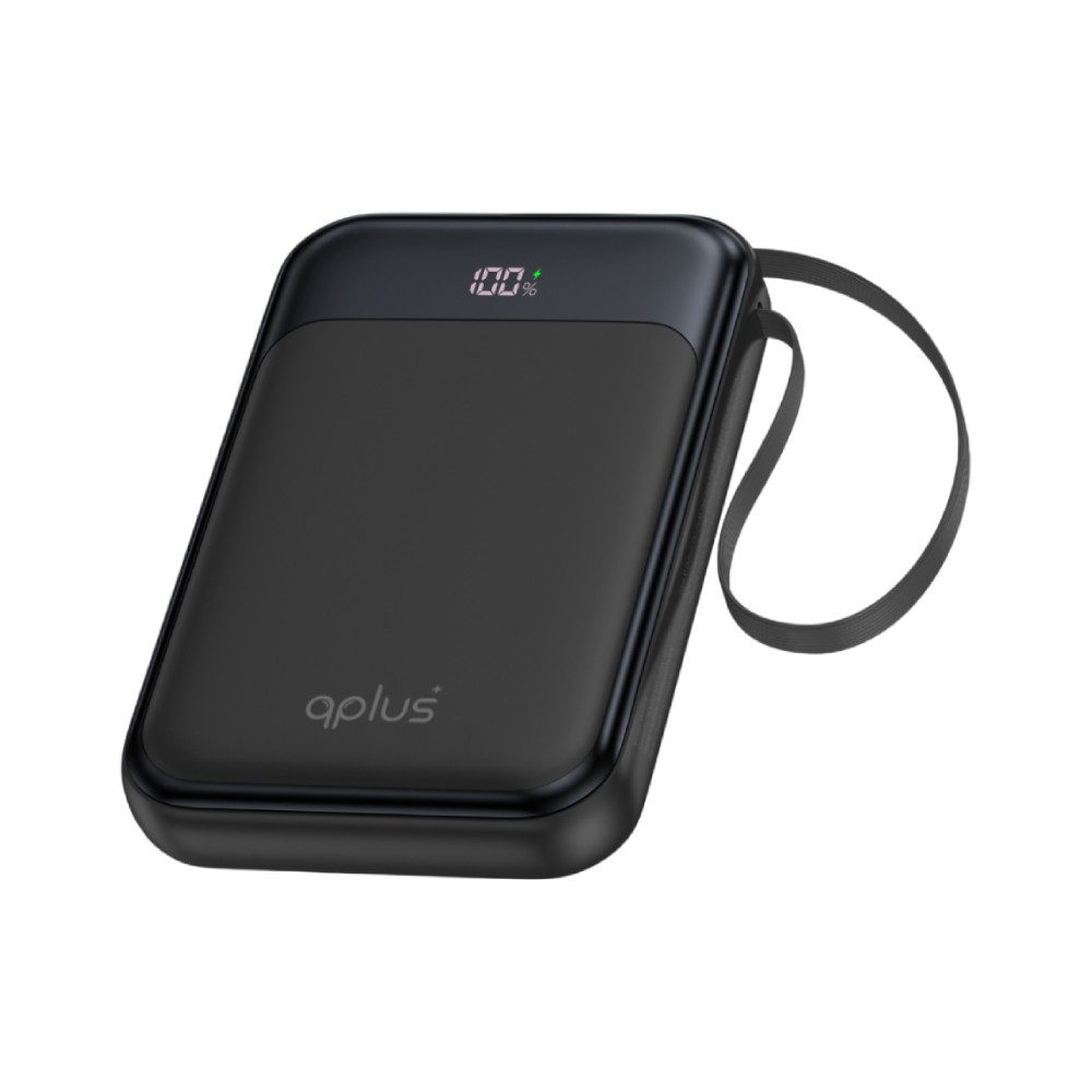 พาวเวอร์แบงค์ QPLUS 10000 mAh 15W Built-in Type-C LED Display W1026 Black (CCC)
