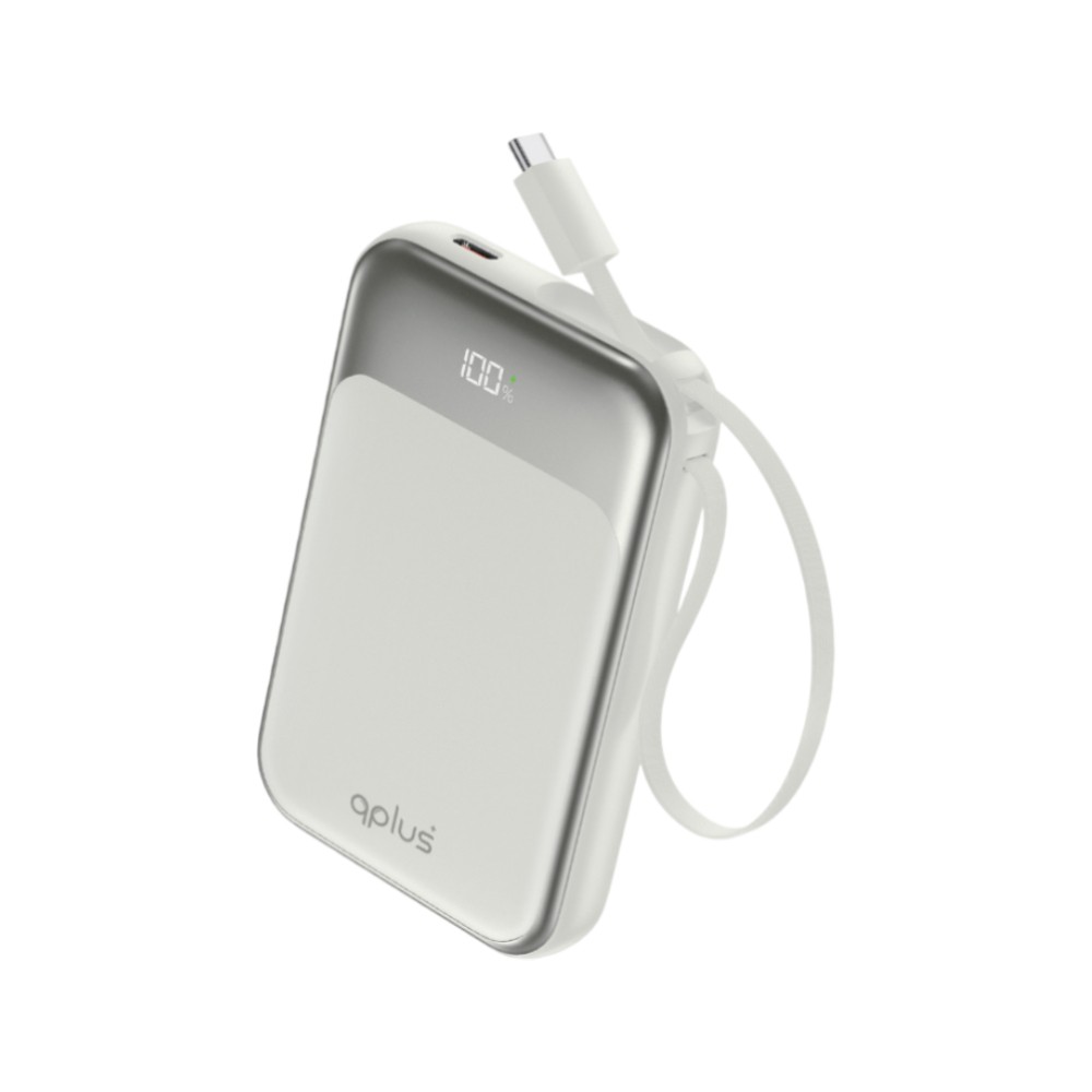 พาวเวอร์แบงค์ QPLUS 10000 mAh 15W Built-in Type-C LED Display W1026 White (CCC)