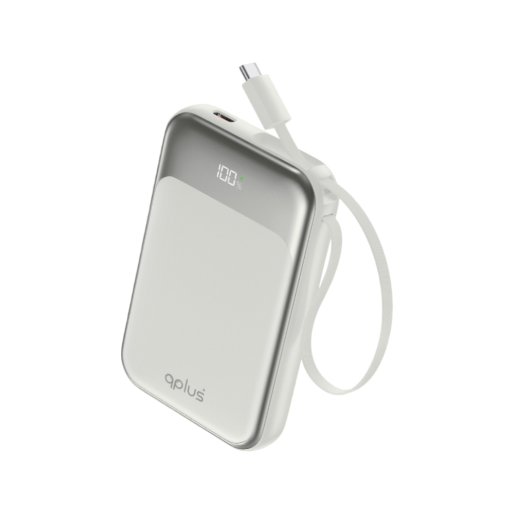 พาวเวอร์แบงค์ QPLUS 10000 mAh 15W Built-in Type-C LED Display W1026 White (CCC)