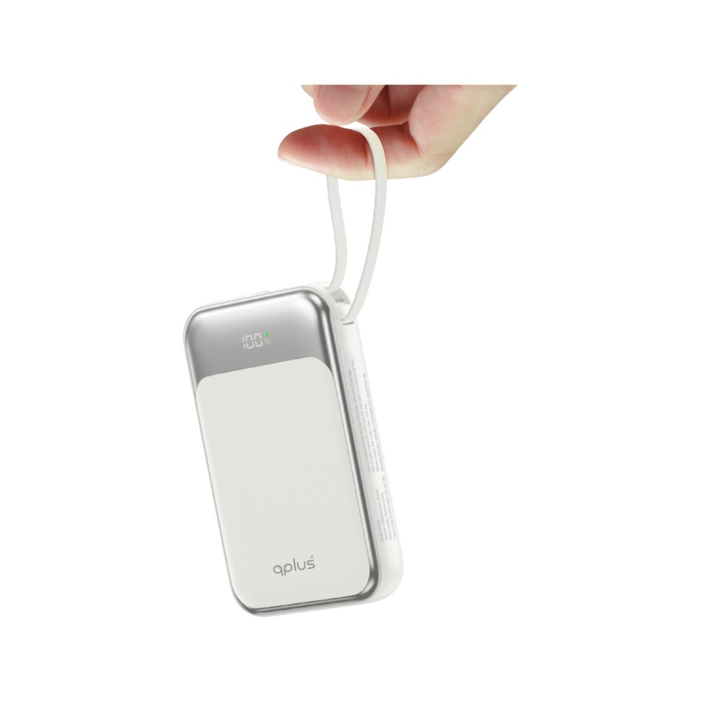 พาวเวอร์แบงค์ QPLUS 10000 mAh 15W Built-in Type-C LED Display W1026 White (CCC)