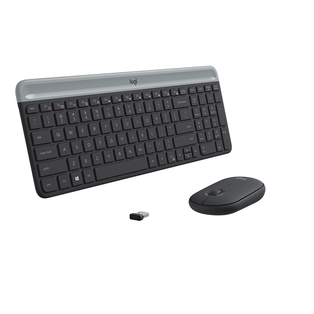 เมาส์และคีย์บอร์ดไร้สาย Logitech Wireless Mouse + Keyboard MK470 Slim Graphite (TH/EN)