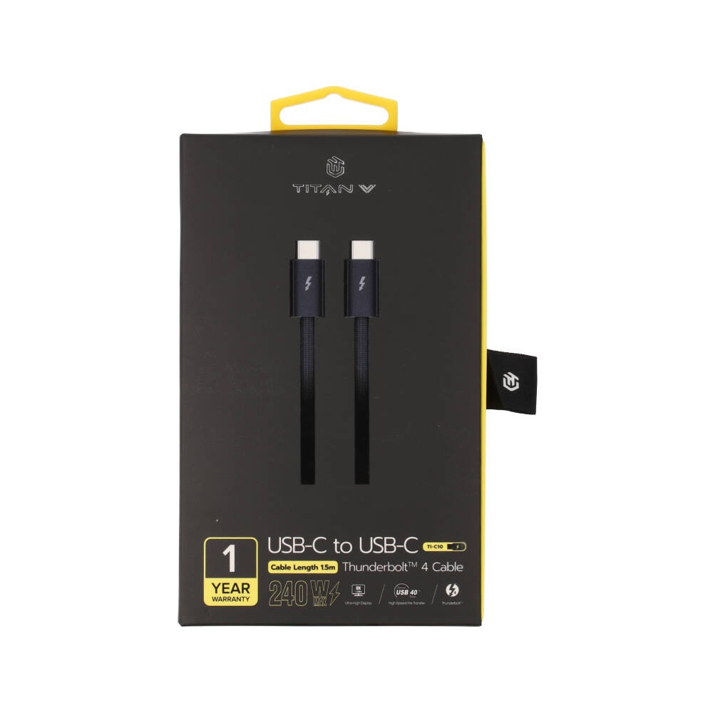 สายชาร์จ TITANV THUNDERBOLT 4 USB-C to USB-C 240W 1.5M. Knitting Black (TI-C10)