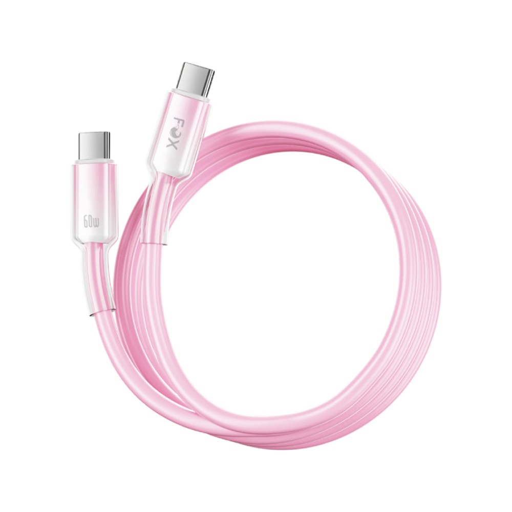 FOX USB-C to USB-C Cable 60W Smooth Touch Silicone 2M (WI-C063) Pink ...