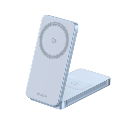 ที่ชาร์จไร้สาย Ugreen 2-in-1 Magflow Qi2.2 Foldable Magnetic Stand 25W Blue (55963)