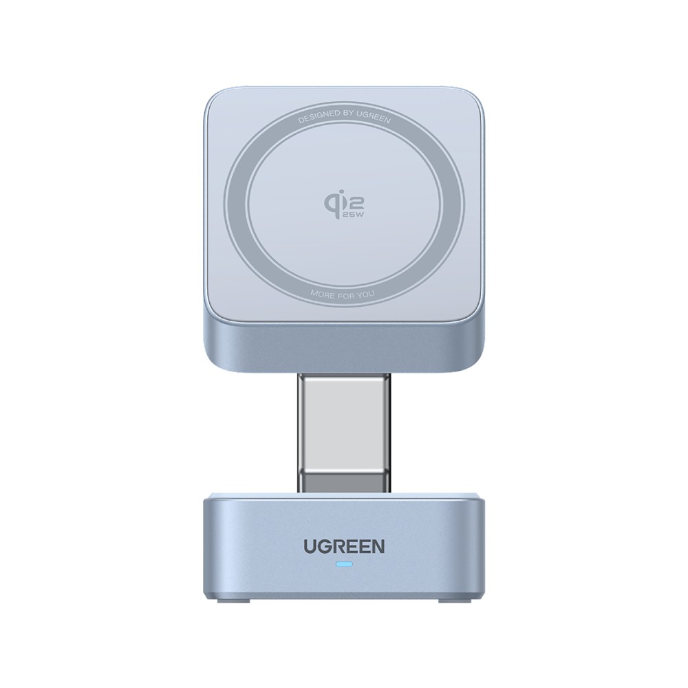 ที่ชาร์จไร้สาย Ugreen 2-in-1 Qi2.2 25W Magflow Foldable Magnetic Stand Blue (55960B)