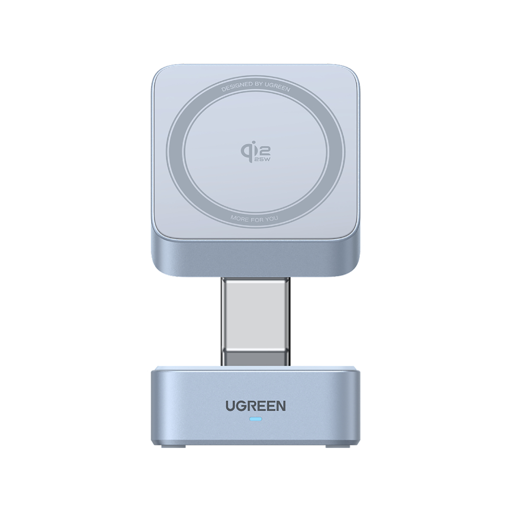 ที่ชาร์จไร้สาย Ugreen 2-in-1 Qi2.2 25W Magflow Foldable Magnetic Stand Blue (55960B)
