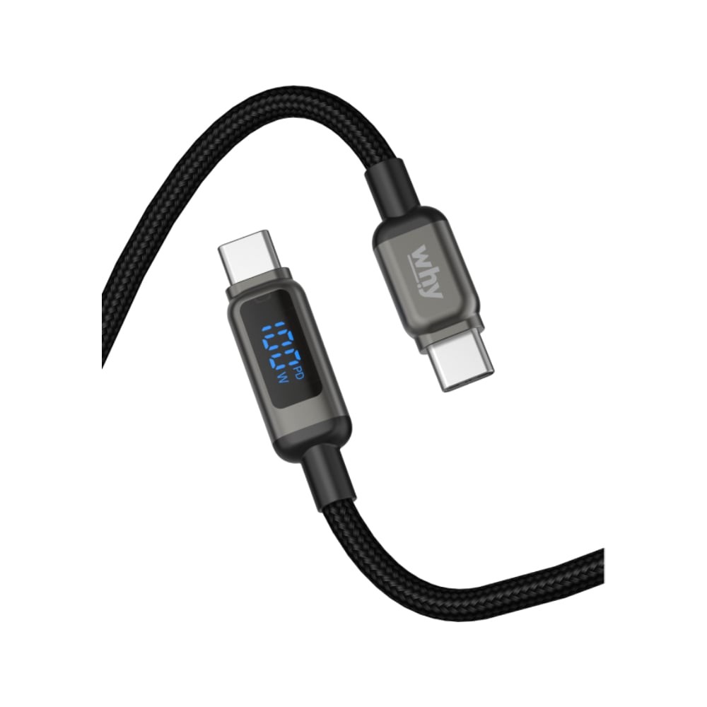 สายชาร์จ WHY USB-C to USB-C 100W Delta 1.2M Black (UC-1441C)