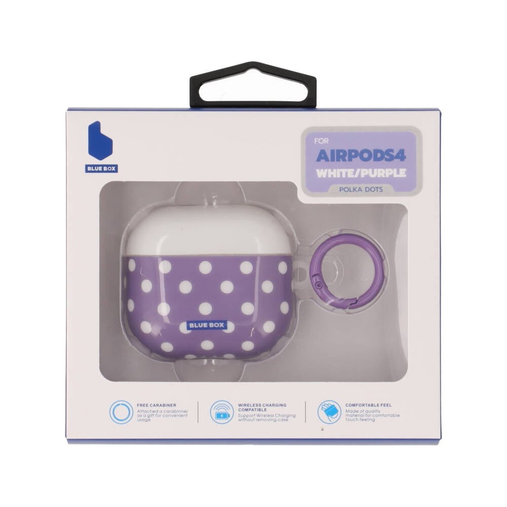 เคส Blue Box AirPods 4 Polka dots White/Purple