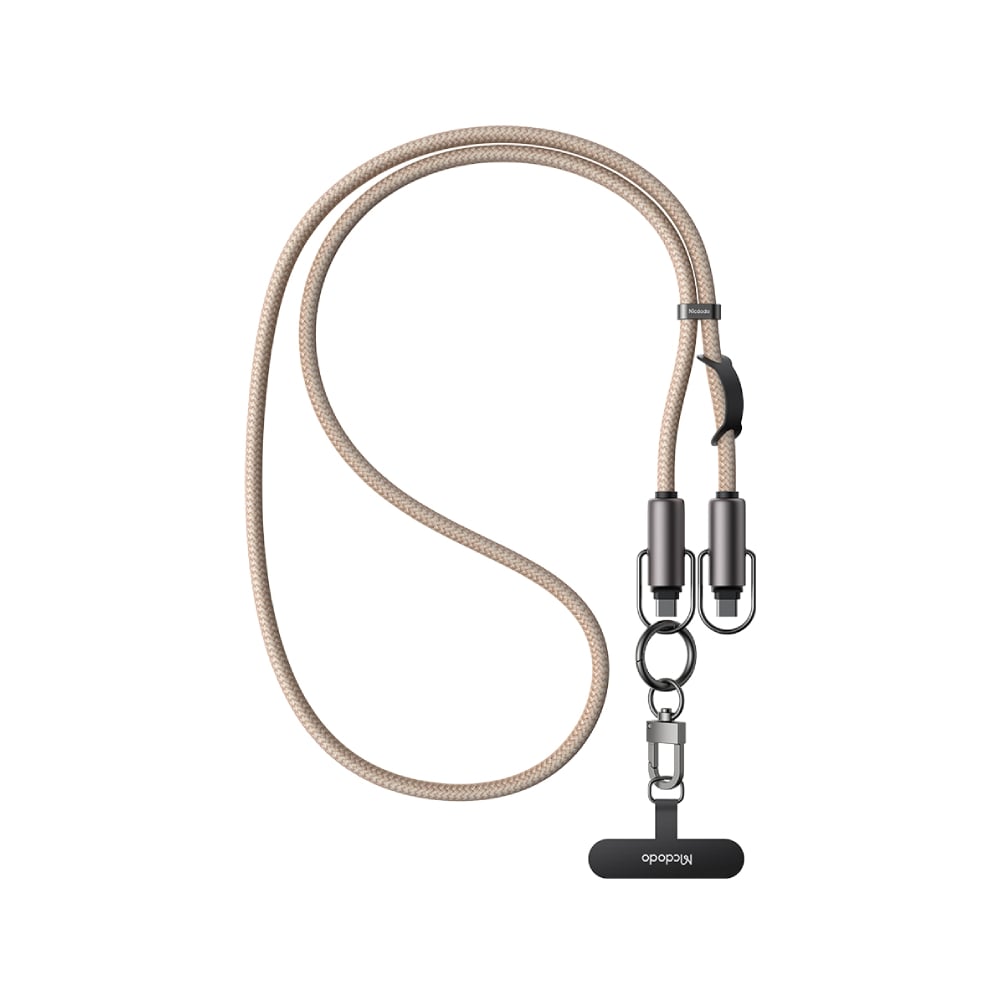 สายคล้องโทรศัพท์ MCDODO 60W 2 in 1 USB-C to USB-C Charging Lanyard 1.2m Khaki