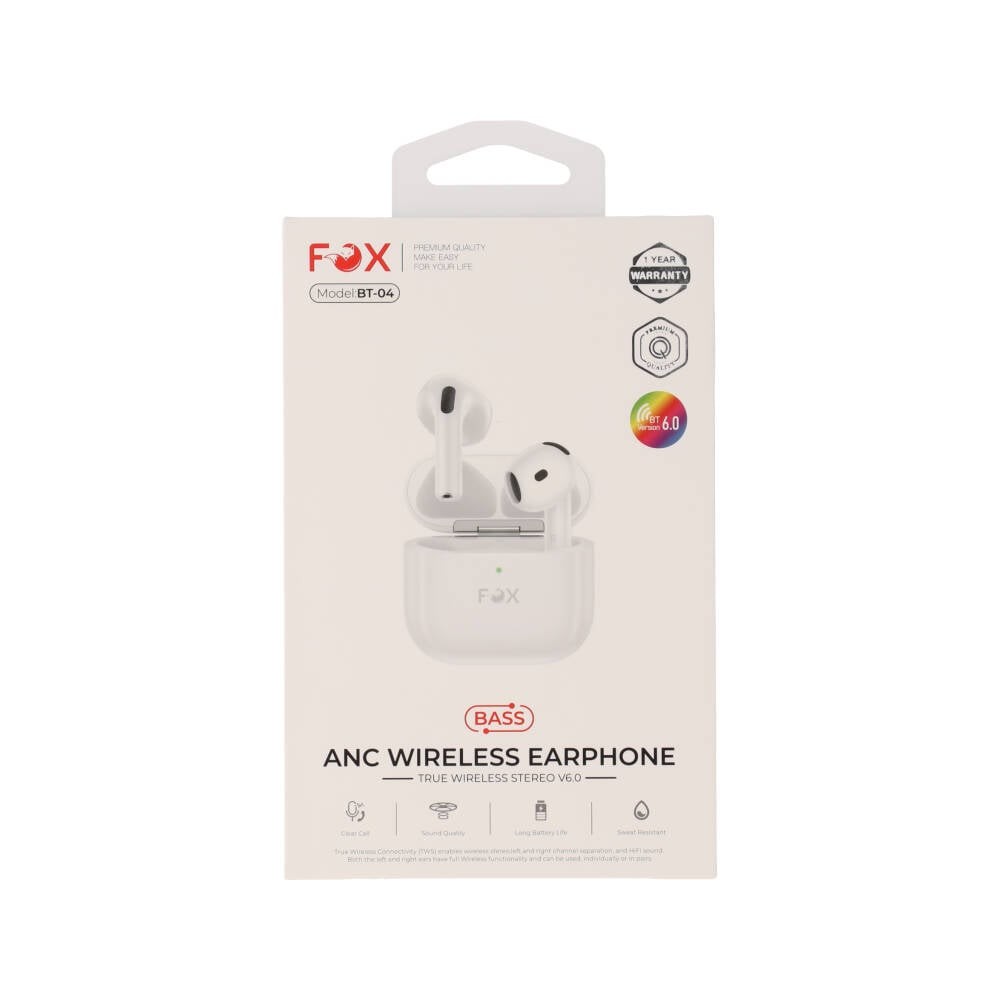 หูฟังไร้สาย FOX TWS BT 6.0 G4 ANC BT-04 (Type-C) White