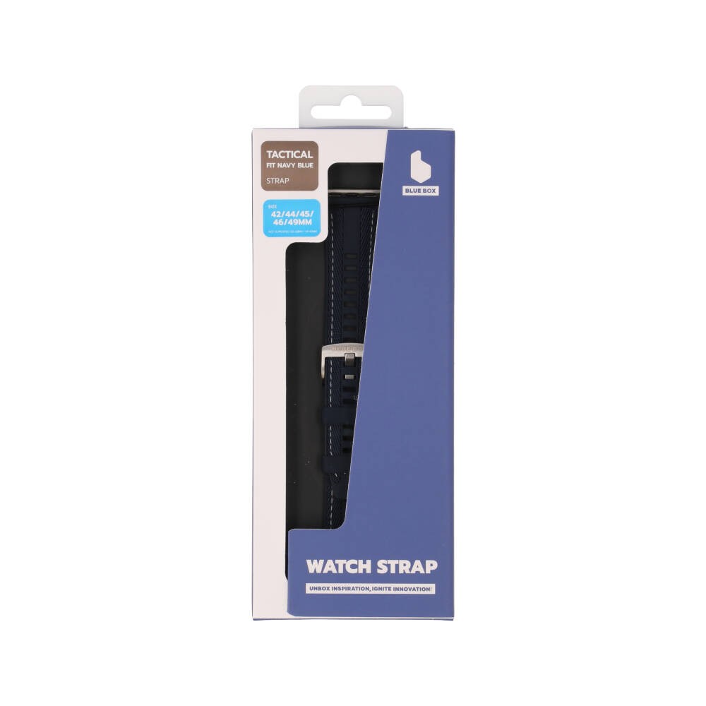 Blue Box สาย Apple Watch Series 6,7,8,9,10,11,SE1,SE2,Ultra (44/45/46/49mm) Tactical Fit Navy Blue