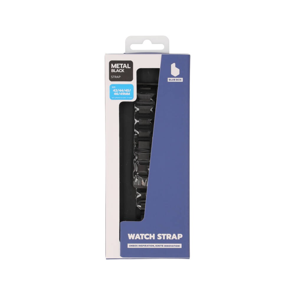 Blue Box สาย Apple Watch Series 6,7,8,9,10,11,SE1,SE2 (39/40/41/42mm) Metal Black
