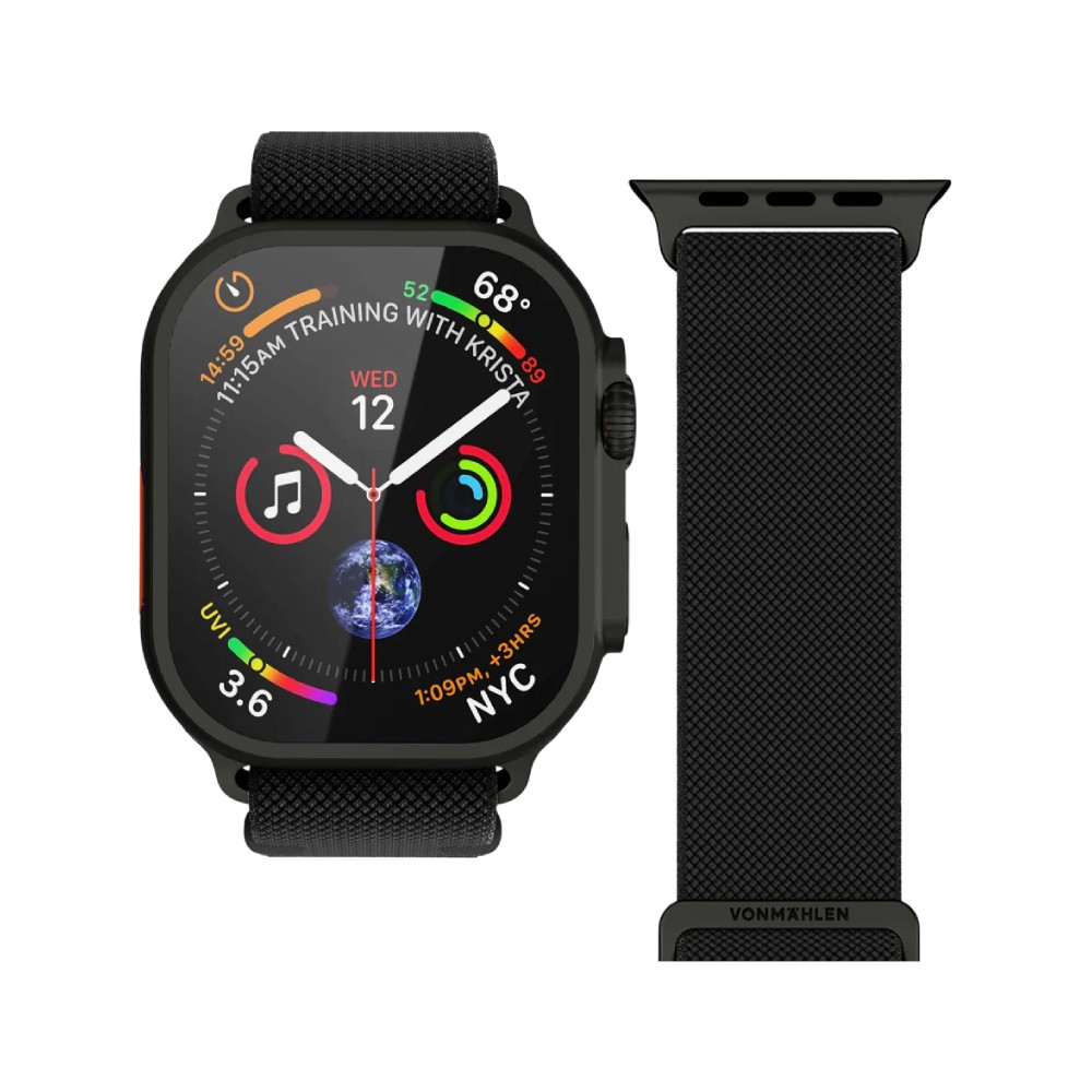 Vonmaehlen สาย Apple Watch Strap (44/45/46/49mm) Classic Nylon Loop - Black
