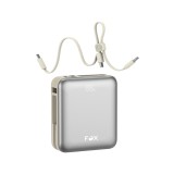 พาวเวอร์แบงค์ FOX Mini 3-in-1 Magnetic 10000mAh PD22.5W Fast Charging + 15W Wireless/Watch & Earbuds Output Built-in Type-C & Lightning Cables (PPAP10I) (CCC) Silver