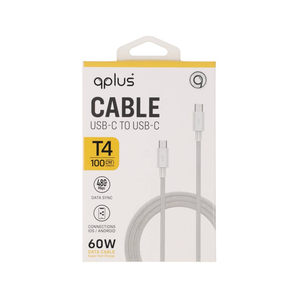 สายชาร์จ QPLUS USB-C to USB-C Cable 60W 1M. White (T4)