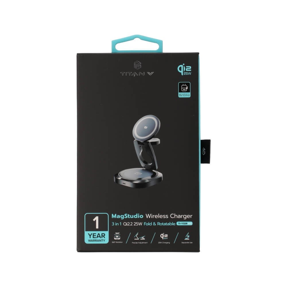 ที่ชาร์จไร้สาย TITANV 3-in-1 Qi2.2 Magstudio Wireless Charger Foldable 25W Gray (Y329)