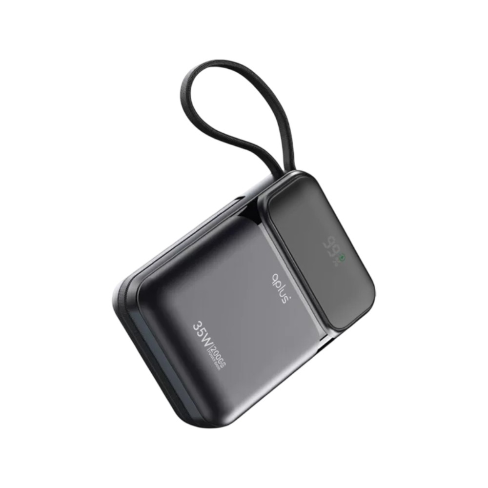 พาวเวอร์แบงค์ QPLUS 20000 mAh built-in Lightning/USB-C cable PD35W M52 (CCC) Black