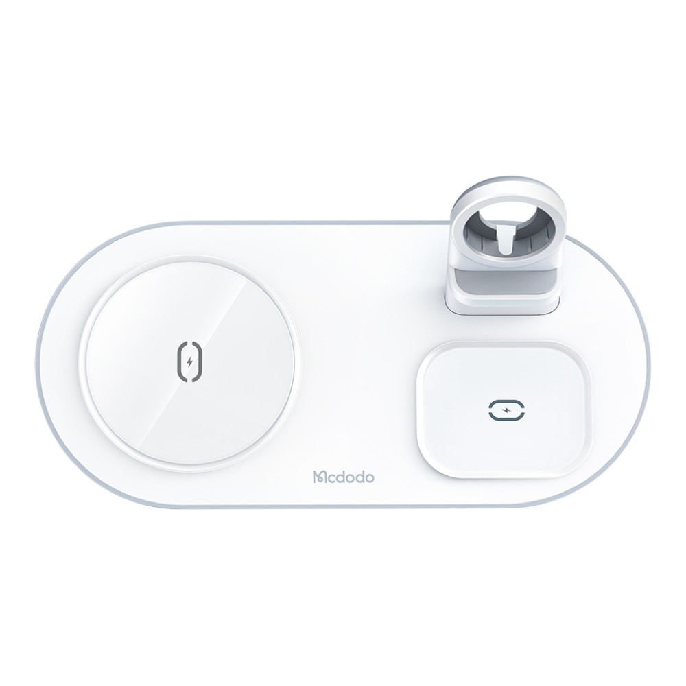 ที่ชาร์จไร้สาย Mcdodo 3 in 1 Wireless Charger Use for USB-A Apple Watch Charger White