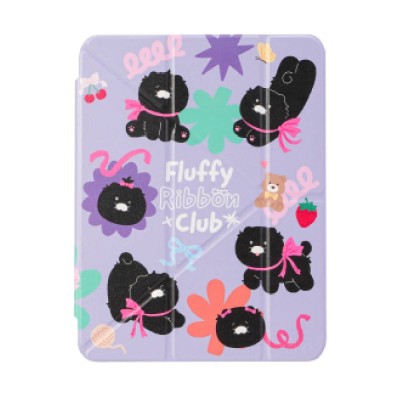 QPLUS x KAKAO Friends Casing for iPad 10.2 7th/8th/9th Gen (2021) Y Model Fluffy Ribbon Club Purple