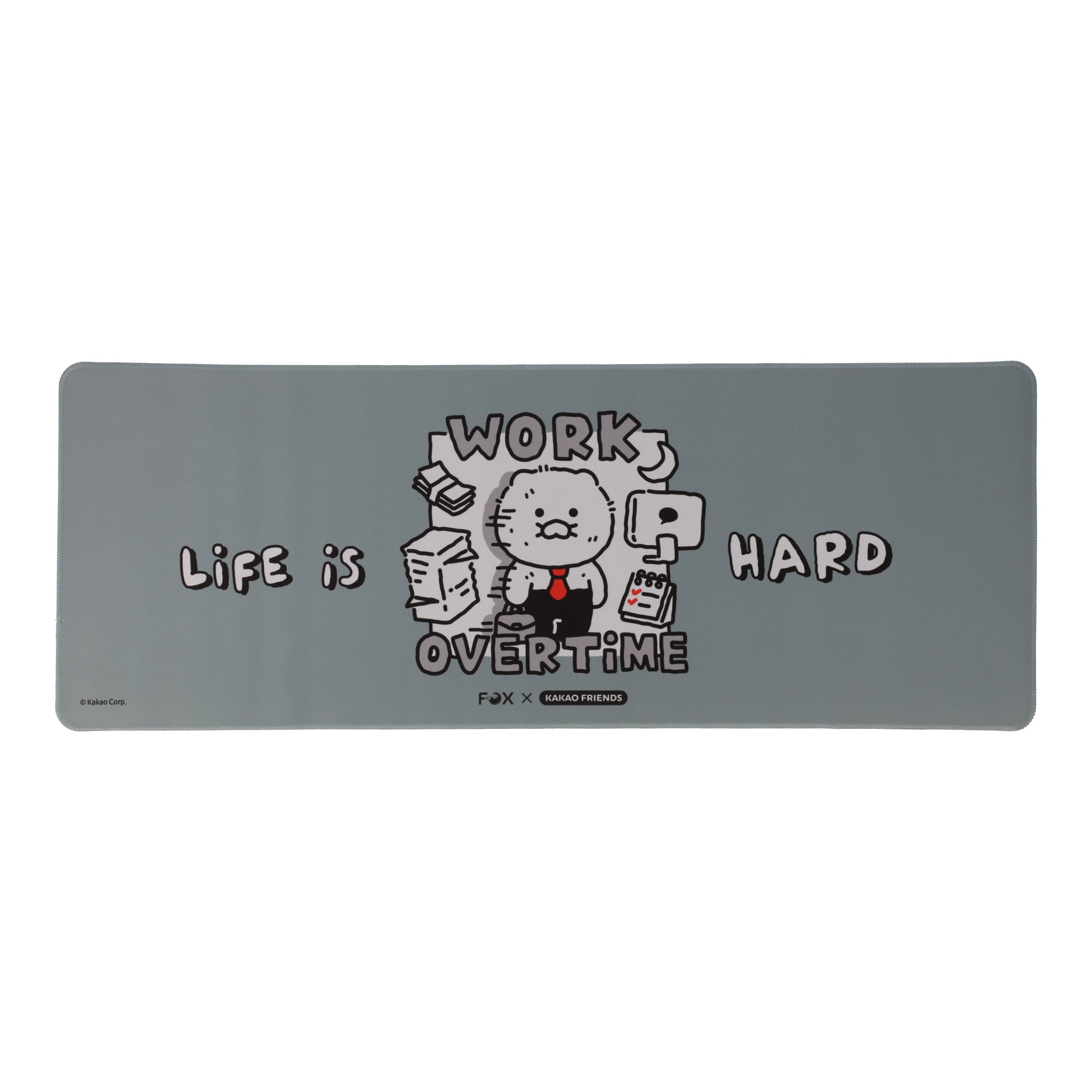 แผ่นรองเมาส์ FOX x KAKAO Desk Mat Life is Hard Gray