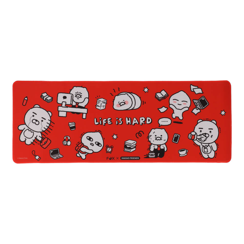 แผ่นรองเมาส์ FOX x KAKAO Desk Mat Life is Hard Red