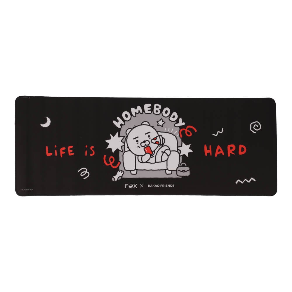 แผ่นรองเมาส์ FOX x KAKAO Desk Mat Life is Hard Black