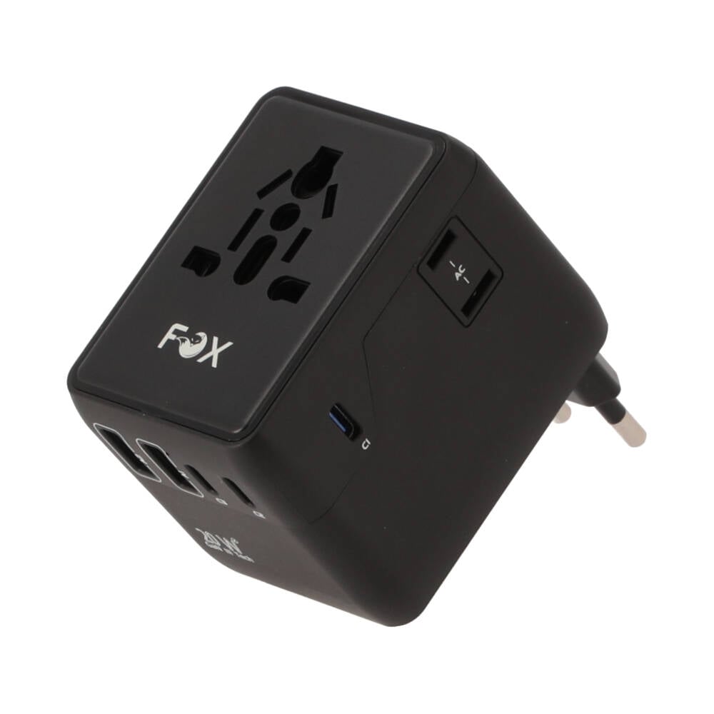 หัวแปลงปลั๊กไฟ FOX Universal Travel Adapter 20W Black