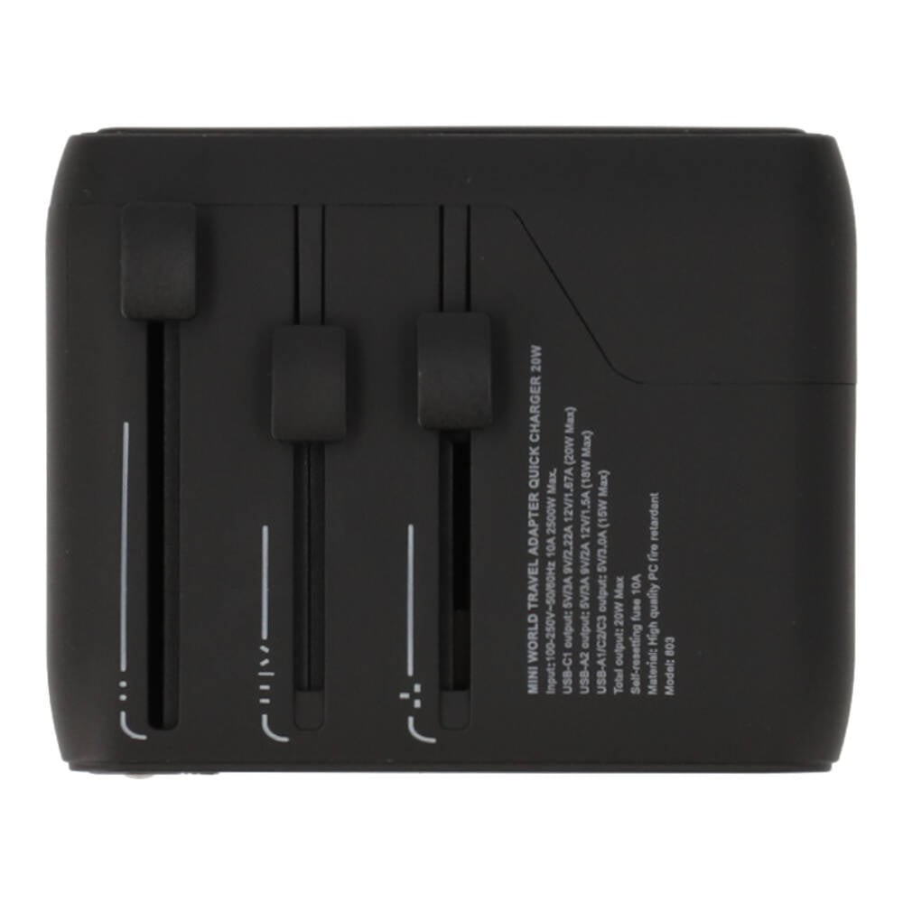 หัวแปลงปลั๊กไฟ FOX Universal Travel Adapter 20W Black