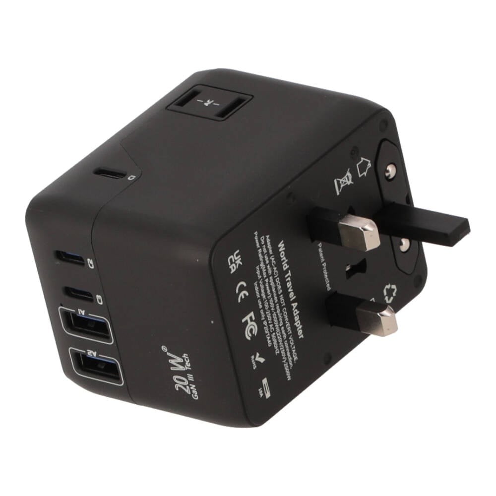 หัวแปลงปลั๊กไฟ FOX Universal Travel Adapter 20W Black