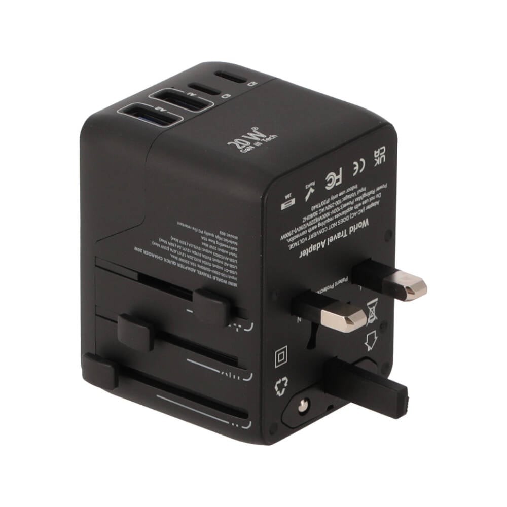 หัวแปลงปลั๊กไฟ FOX Universal Travel Adapter 20W Black