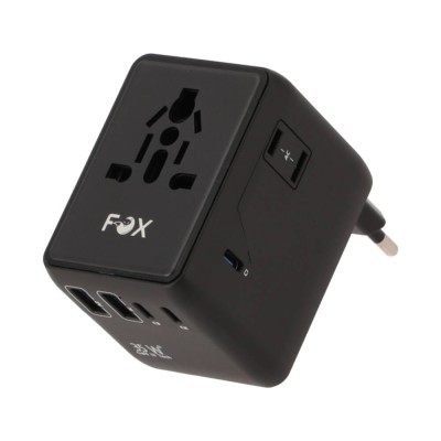 หัวแปลงปลั๊กไฟ FOX Universal Travel Adapter 35W Black