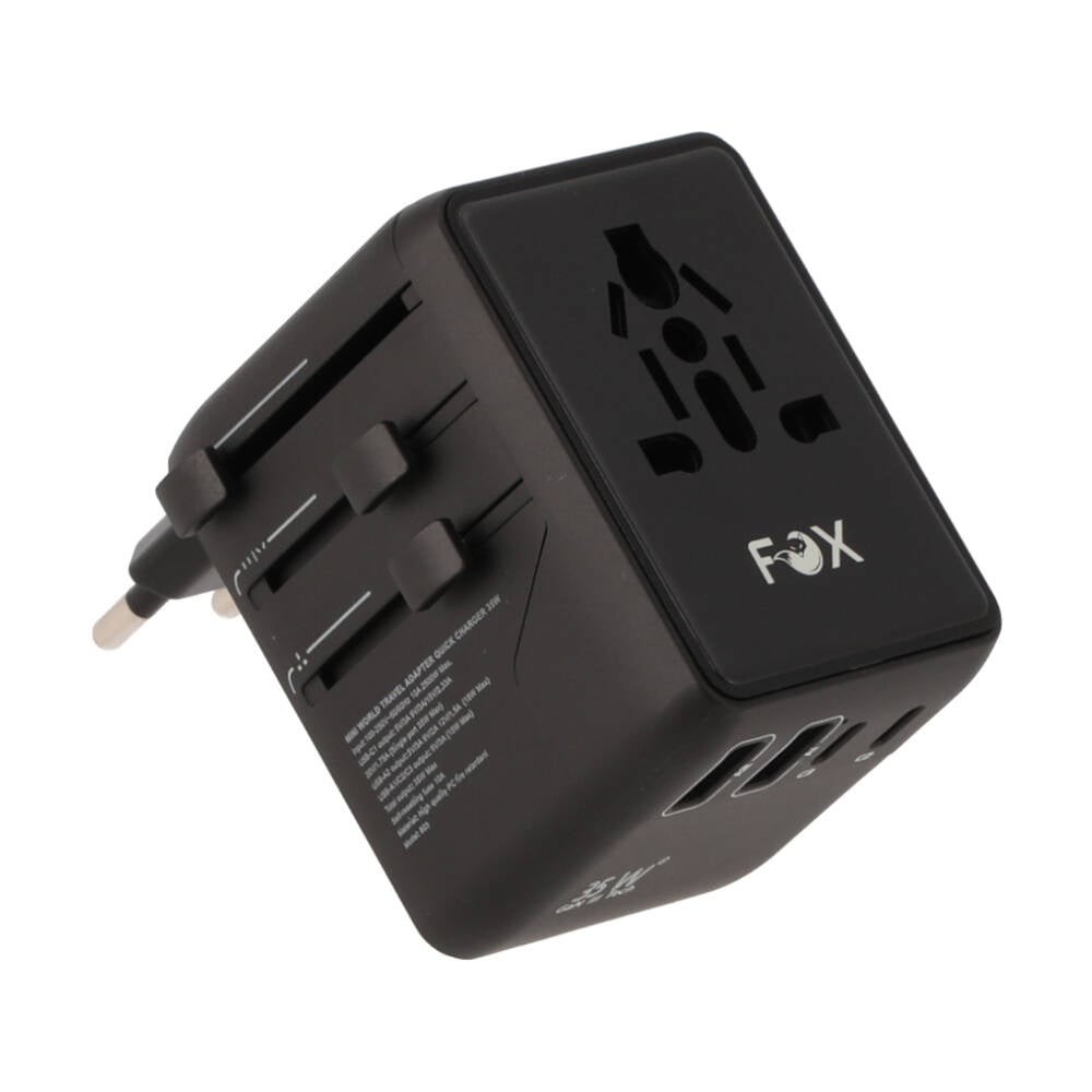 หัวแปลงปลั๊กไฟ FOX Universal Travel Adapter 35W Black