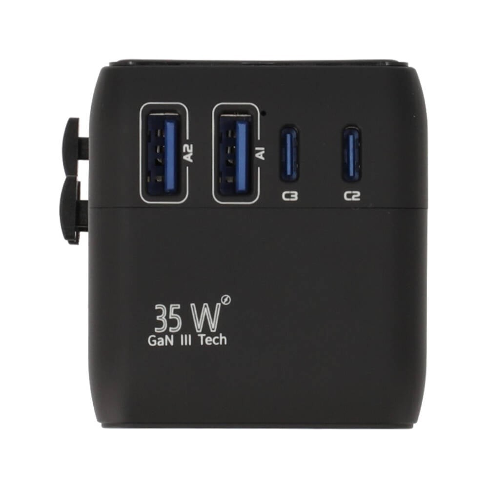 หัวแปลงปลั๊กไฟ FOX Universal Travel Adapter 35W Black