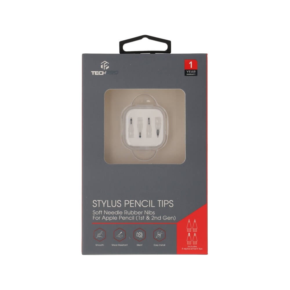 หัวปากกาไอแพด TECHPRO Stylus Apple Pencil Tips Gen1/2 soft needle rubber pencil nibs (4 pcs.)