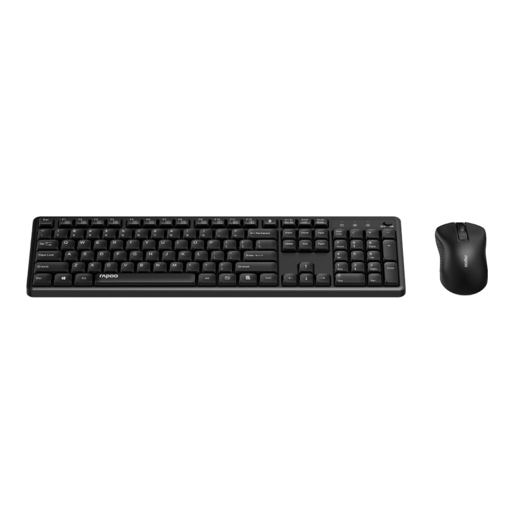 เมาส์และคีย์บอร์ด Rapoo Wireless Mouse + Keyboard X2100 Silent Optical Combo Black