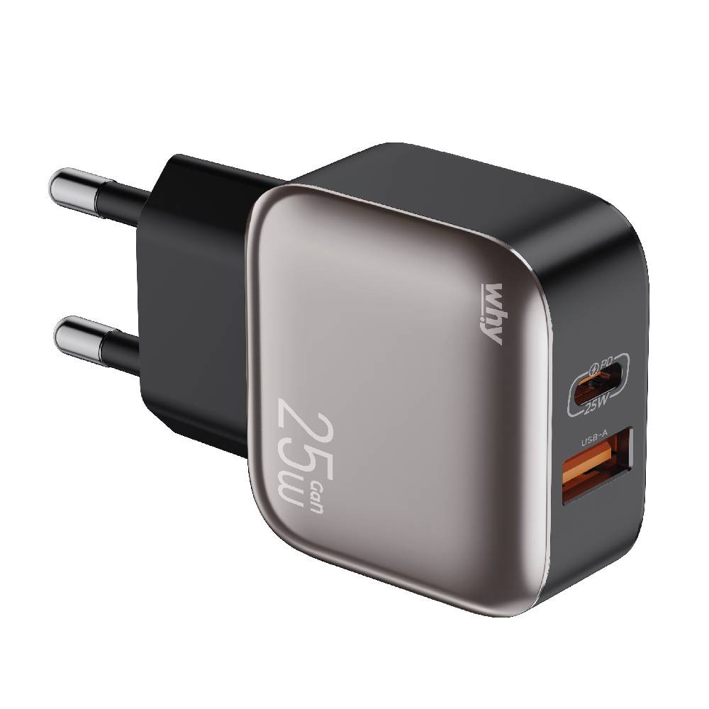 อะแดปเตอร์ WHY Wall USB Charger 1 USB-A / 1 USB-C (PD25W) Gray (WC-3442)