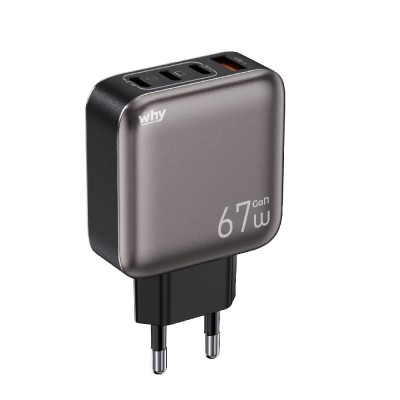 WHY Wall USB Charger 1 USB-A / 3 USB-C (PD67W) Grey (WC-3464)