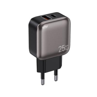 WHY Wall USB Charger 1 USB-A / 1 USB-C (PD25W) Grey (WC-3442)