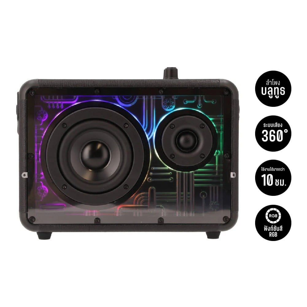 ลำโพง TECHPRO Wireless Speaker RGB Lynx01 Black