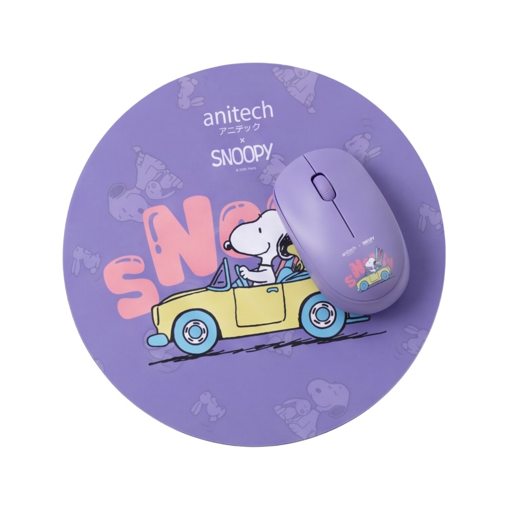 Anitech X Snoopy เมาส์ไร้สาย + แผ่นรองเมาส์ (SNP-WMP01-PU) Purple