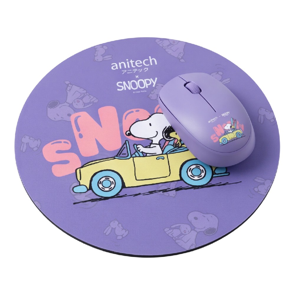 Anitech X Snoopy เมาส์ไร้สาย + แผ่นรองเมาส์ (SNP-WMP01-PU) Purple