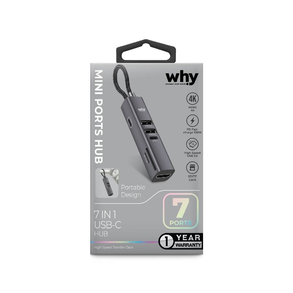 Why Mini Sync Hub Type-C 7 in 1 HB-1074 Grey