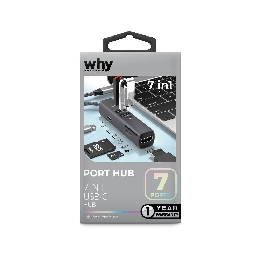 Why Mini Sync Hub Type-C 7 in 1 HB-1074 Grey