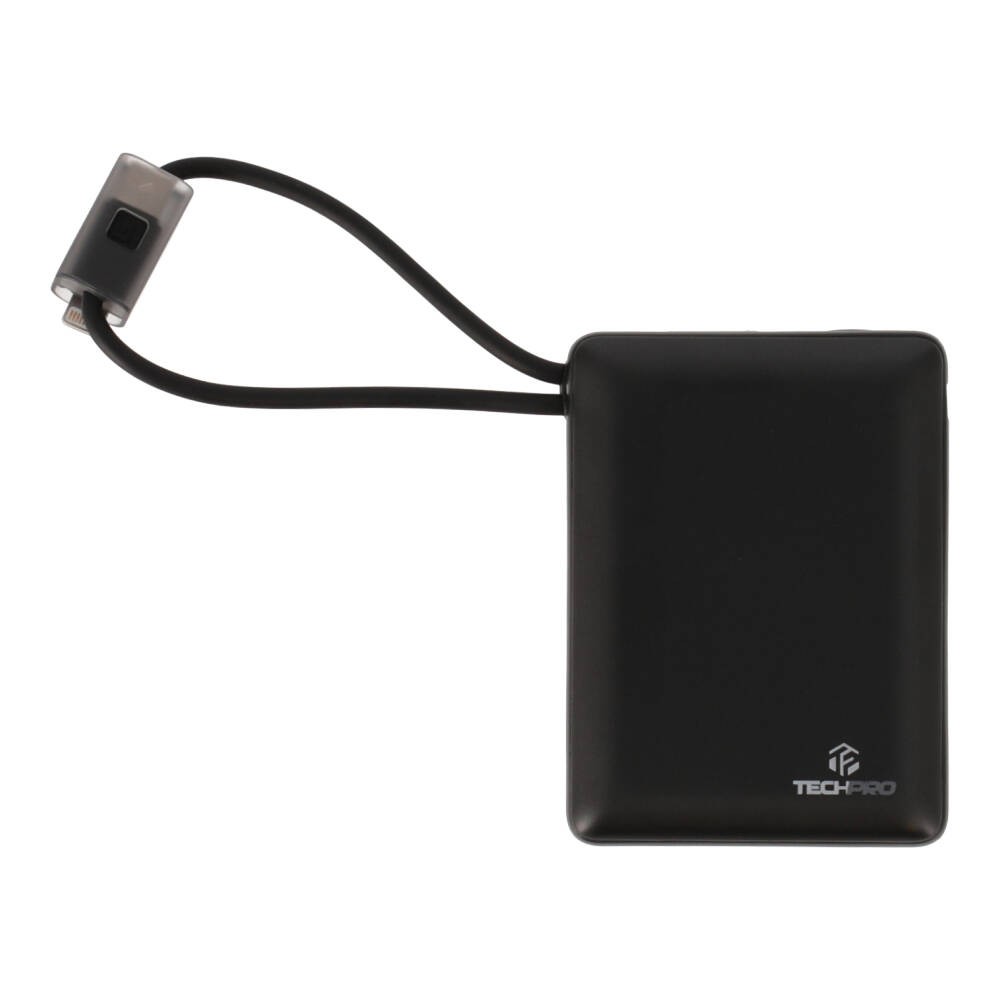 พาวเวอร์แบงค์ TECHPRO 10,000 mAh Built-in Cable PB10-D Black