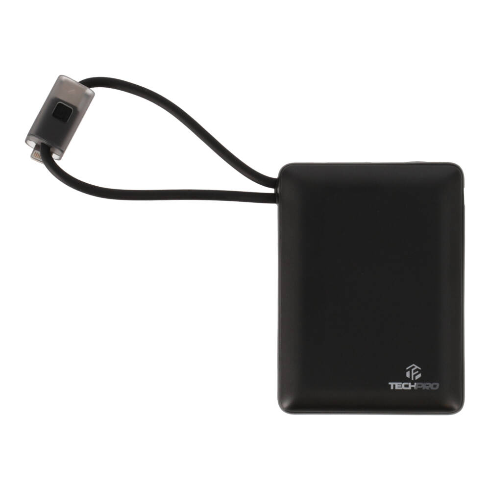 พาวเวอร์แบงค์ TECHPRO 10,000 mAh Built-in Cable PB10-D Black