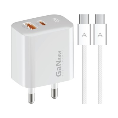 อะแดปเตอร์ ASAKI Wall USB Charger 1 USB-A / 1 USB-C (PD33W) พร้อมสายชาร์จ USB-C to USB-C 1.5M White (A-2281) (TISI)