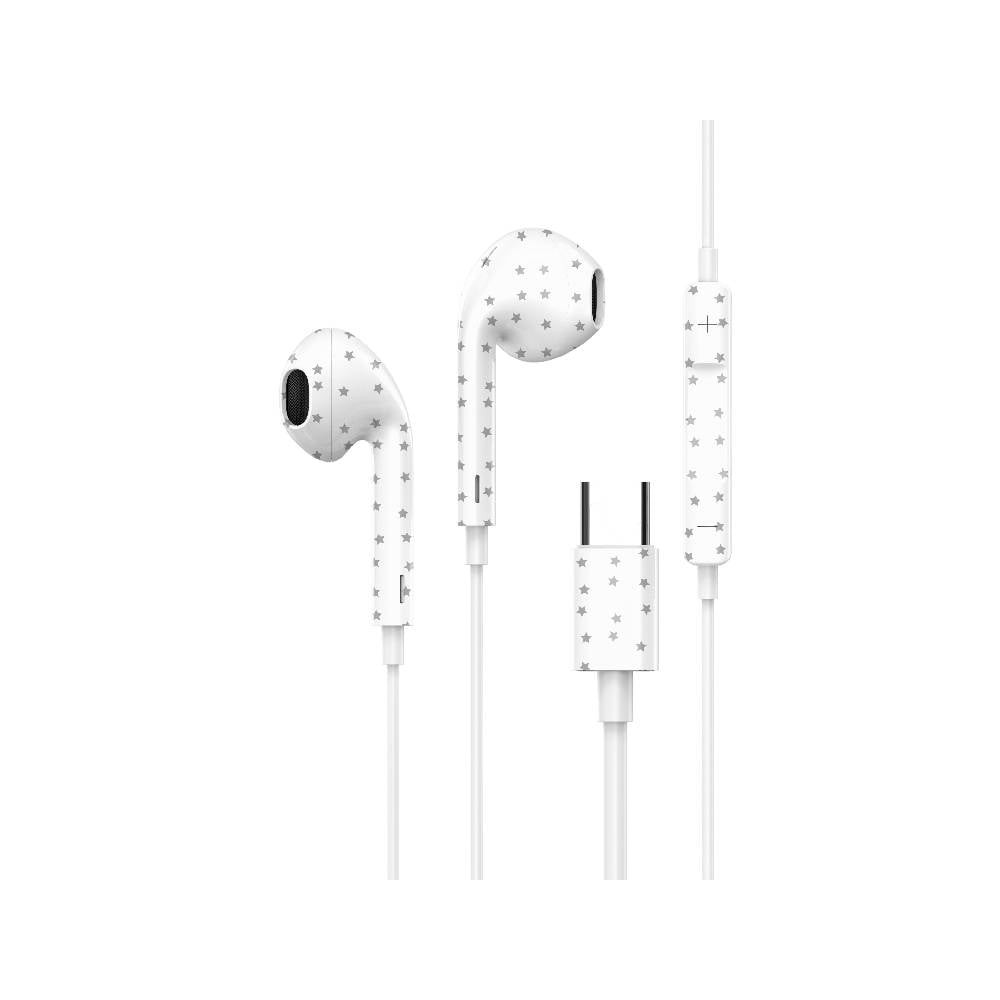 หูฟัง FOX Earphones with Mic. (Type-C) Be a Star Stellar White