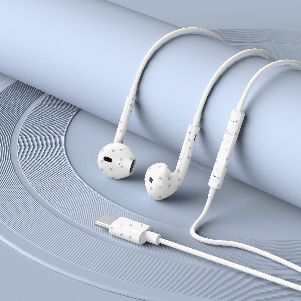 หูฟัง FOX Earphones with Mic. (Type-C) Be a Star Stellar White