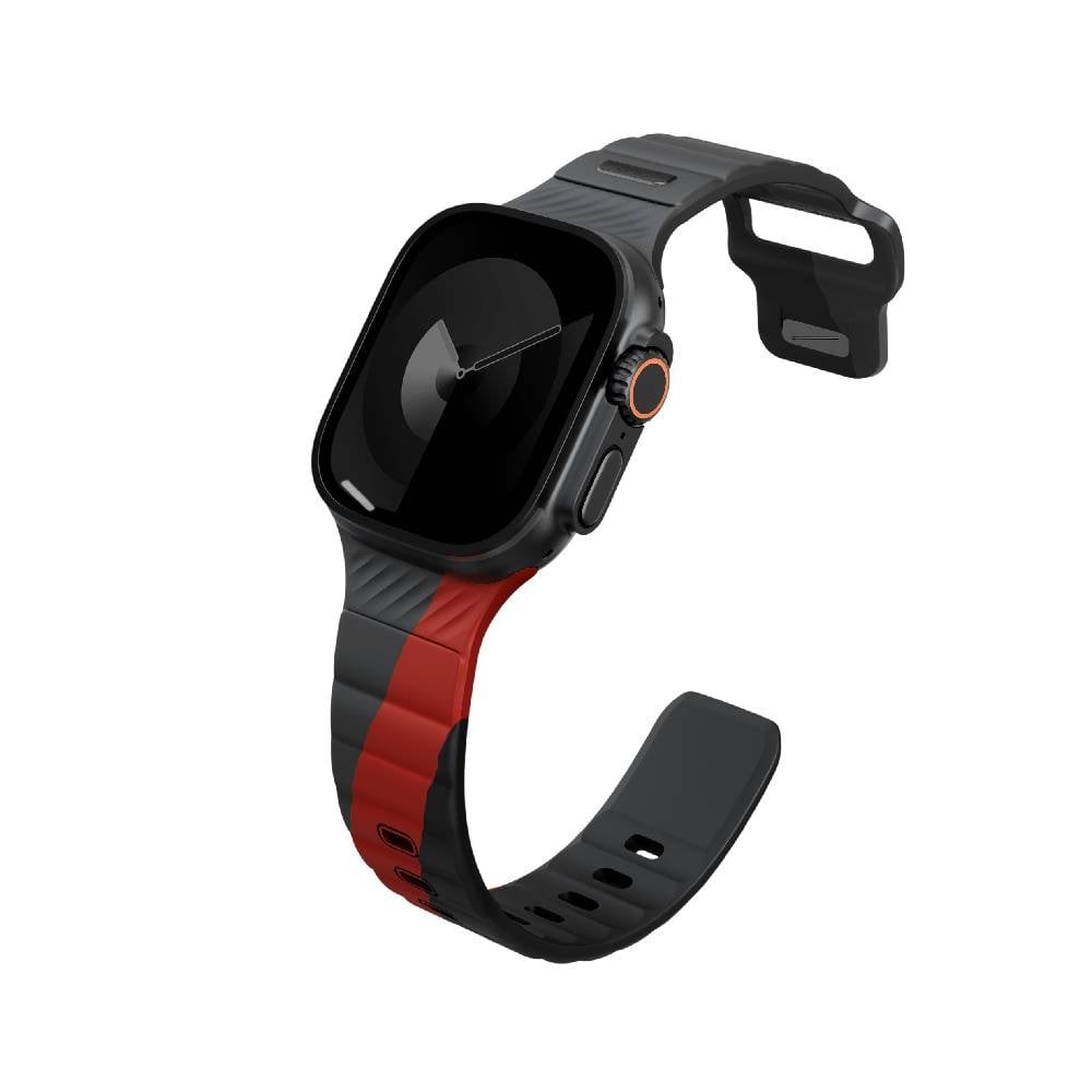Uniq สาย Apple Watch 49/46/45/44MM Stride Rubber Charcoal/Rosso Red