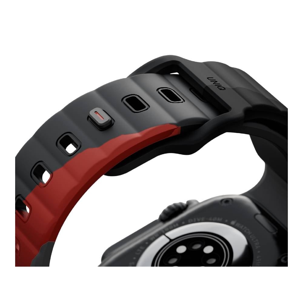 Uniq สาย Apple Watch 49/46/45/44MM Stride Rubber Charcoal/Rosso Red